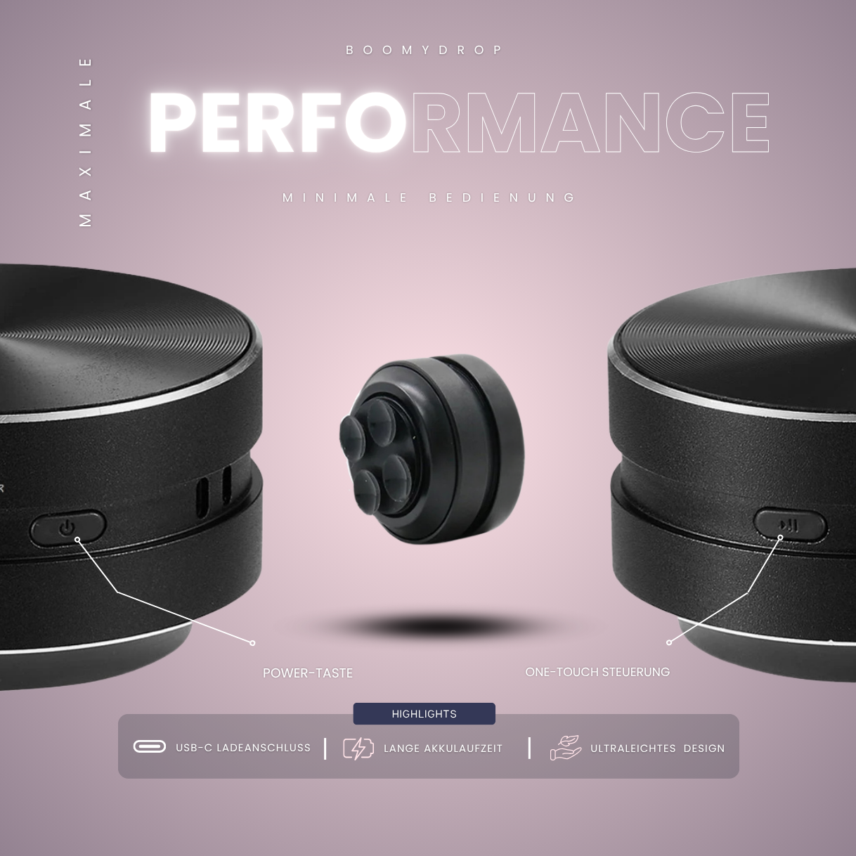 BoomyDrop - Speaker mit Flächen-Sound-Technologie